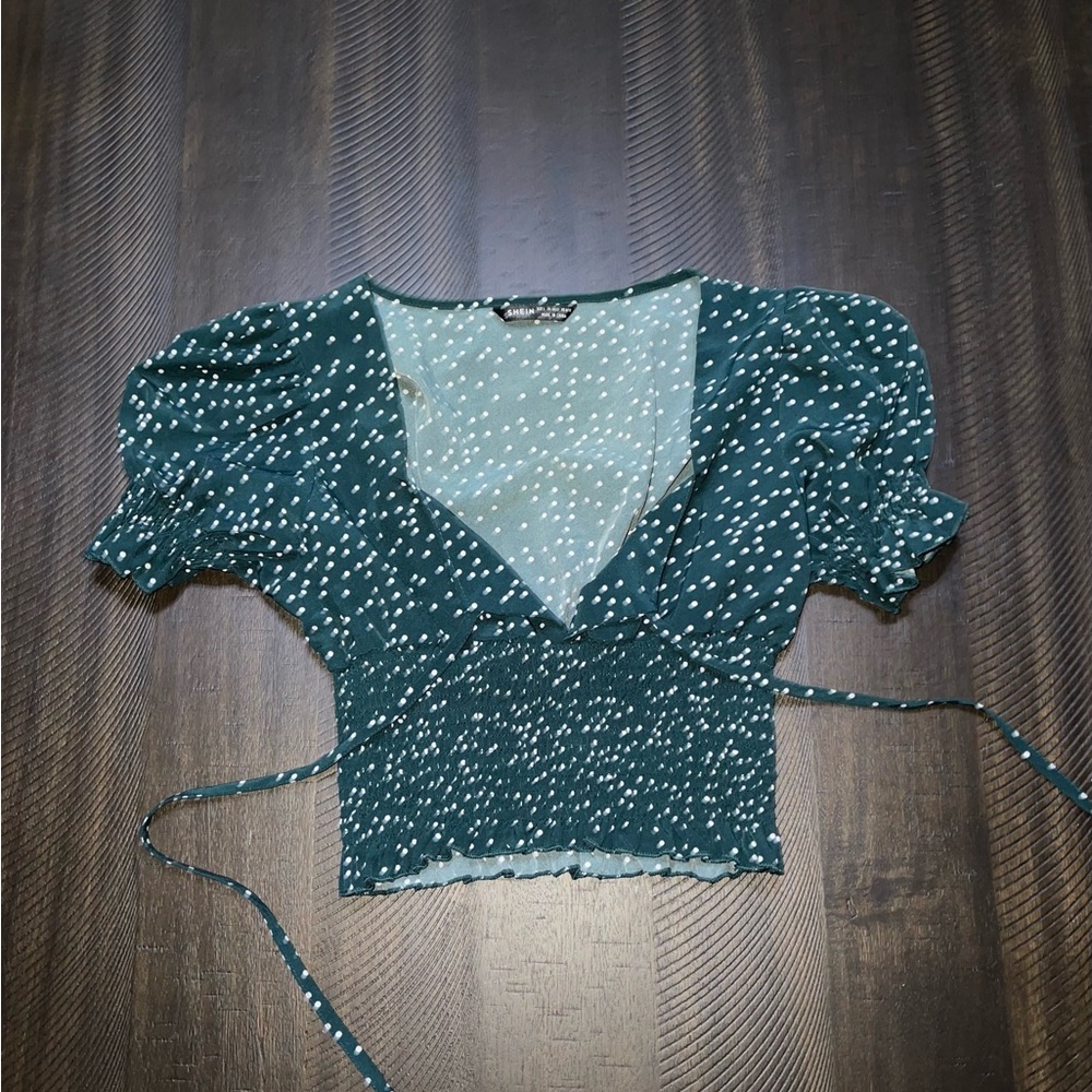 Teal Polka Dot Women's Top